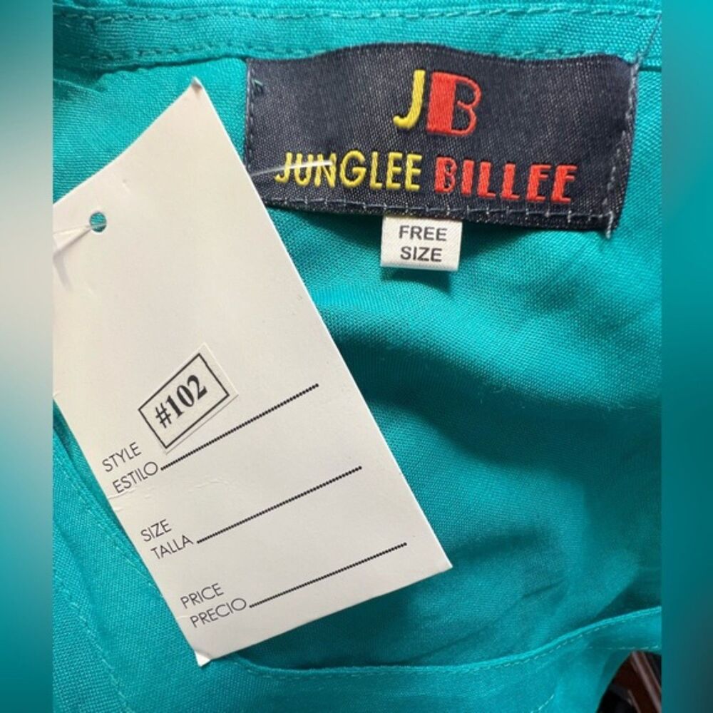 JUNGLEE BILLEE Sleeveless Patchwork Dress Free Size Teal Boho Rayon #9 - Picture 5 of 7